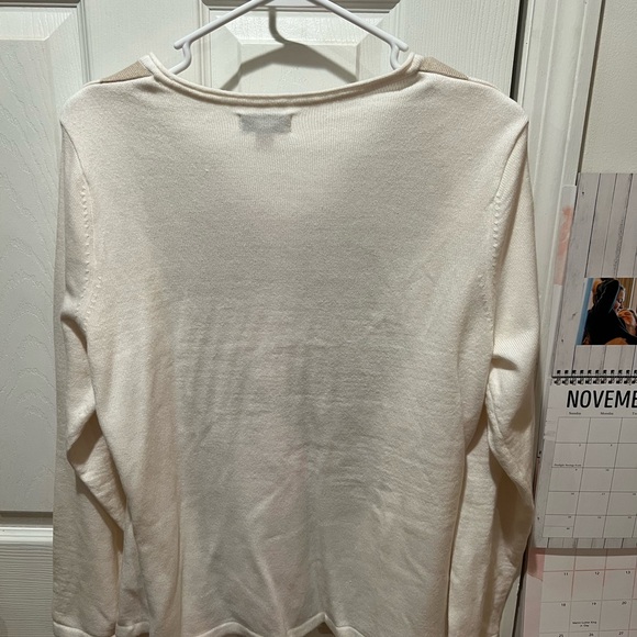 Croft & Barrow Women's V-Neck Sweater - Cream, Pink, and Brown Argyle - Picture 5 of 6